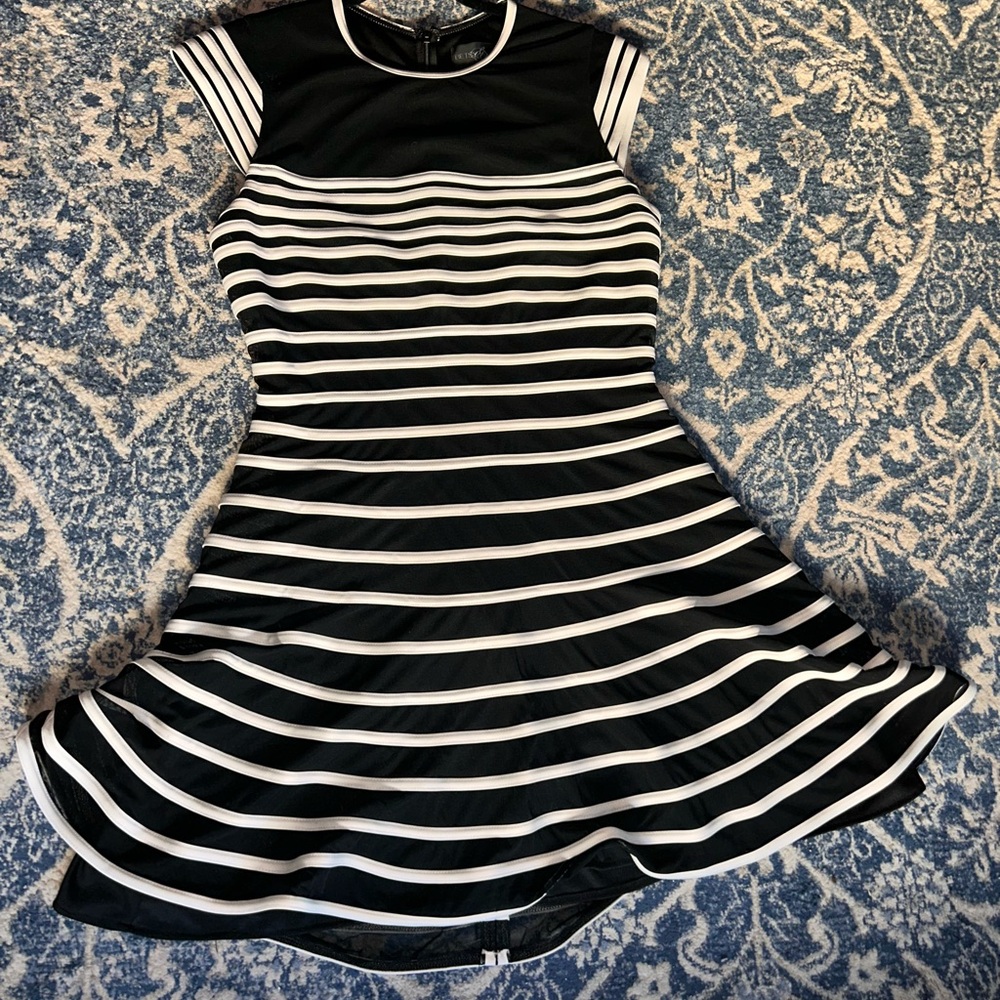 Adam Black and White Stripped Dress
